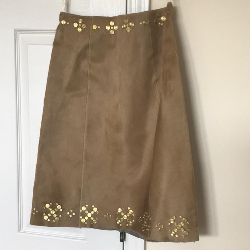NWT Tory Burch Pony hair skirt w/ gold detailing
